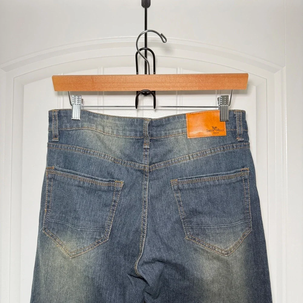 Smith & Mills Mens Cotton Jeans Size 30 Blue Slim Fit Dark Wash Denim